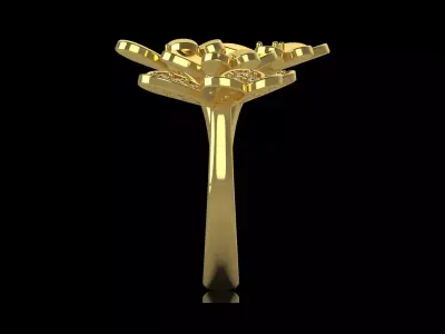 Luxury Yellow Gold Jewelry Ring with Flower Design jr00219 3D print model