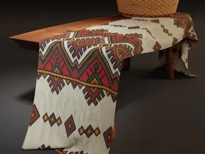 Ukrainian towel Rushnyk 3D model