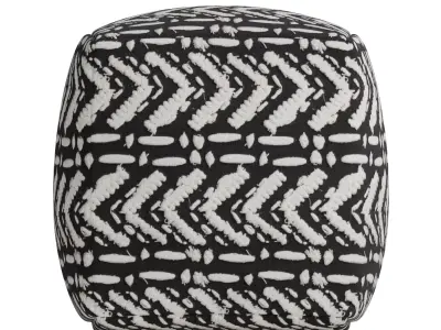 Black Cotton Pouf by Mariel 3D model