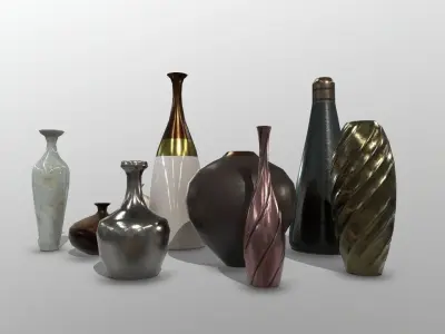 Decoration Vase Pot Set Low-poly 3D model