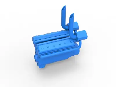 Turbo engine V12 for pulling tractor Scale 1 to 25 3D print model