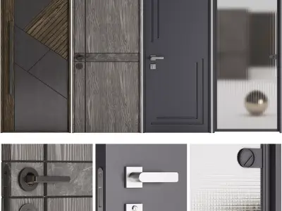 Set Modern Door 01 3D model