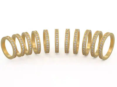 Eternity Diamond Wedding Band Ring 5-10 US Size 2mm Diamond 3D Model Pack