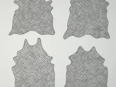 Rugs 8 cowhide rug on concrete wall 3D model