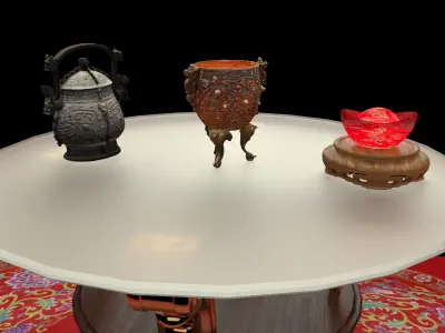 Chinese wine vessel and cup  3D model