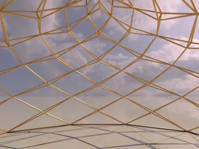 Geodesic Dome like design wire-frame structure  3D model