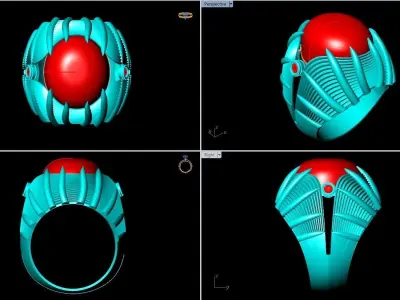  Mens oval stone ring - Mens ring - N230 3D print model