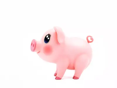 Cute Piggy Character model pack Low-poly 3D model