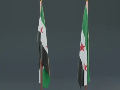 Liberated Syria Flag Free low-poly 3D model