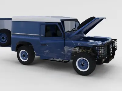 Full Land Rover Defender 90 Hard Top seethrough rev 3D model