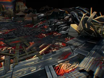 Scene Level Ancient Location Road Ship Boat Corpse Ruin Volcano Low-poly 3D model