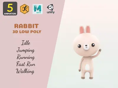 Stylized Rabbit Animated v001 Low-poly 3D model