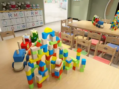 Kindergarden Classroom and Playground Hall 3D model