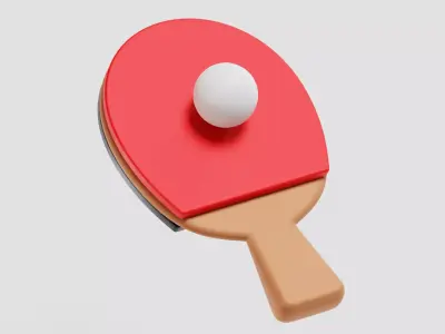 Table Tennis Racket and Ball Low-poly 3D model