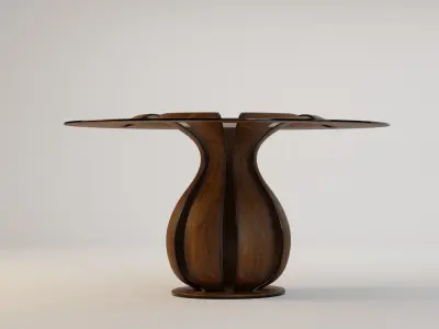 Wooden display table with glass top Low-poly 3D model