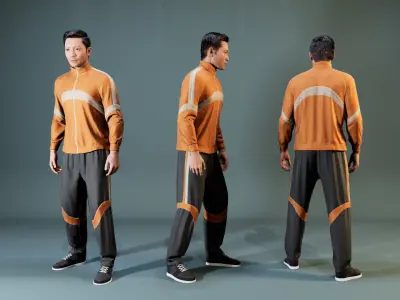 Modular Mens Sportswear For MetaHuman - Rigged - GameReady Low-poly 3D model