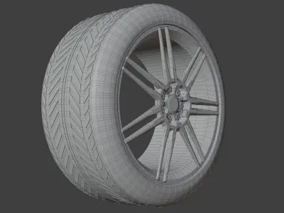 Car wheel midpoly Free 3D model