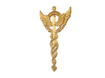 Relief Caduceus carved 02 3D model