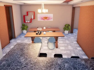 Six Bedroom Residential Low-poly 3D model