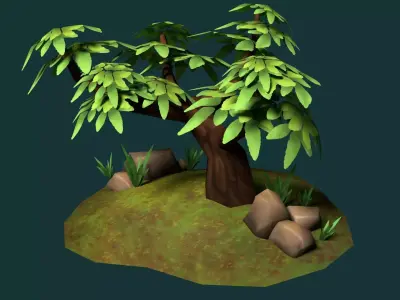 Lowpoly island with tree Free low-poly 3D model