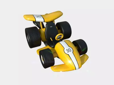 Cartoon Kart A06 Yellow - Vehicle Racing Design Low-poly 3D model