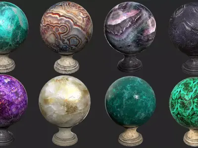 Fortune Teller Set Low-poly 3D model