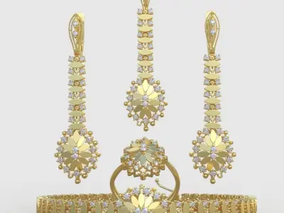 Ring Bracelet Earring and Pendant Set 3D printable model 0045 3D Model Pack