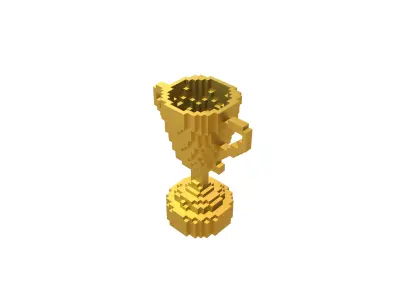 Voxel Trophy v1 005 Low-poly 3D model
