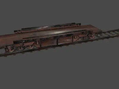 Train old rusty car Low-poly 3D model