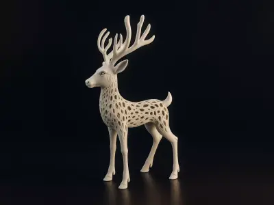 Christmas Deer Sculpture Elegant Geometric Reindeer 3D print model