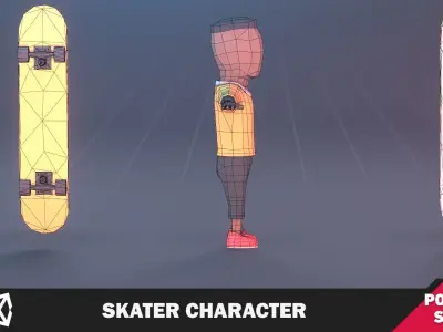 Skater Character Low-poly 3D model
