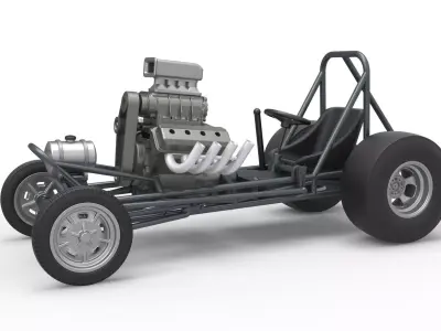 Vintage Front engine dragster Base Scale 1 to 25 3D print model