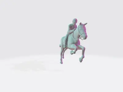 Horse and Rider in jumping pose I 3D Print ready model 3D print model