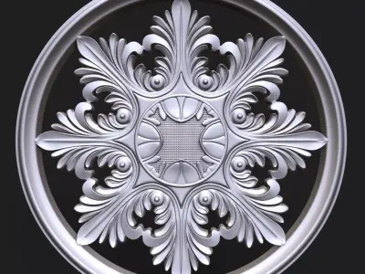 Carved Rosette decor element 01 3D print model