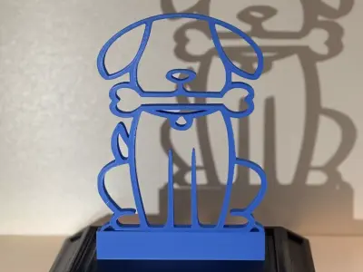 DOG WITH BONE DOOR TOPPER 3D print model