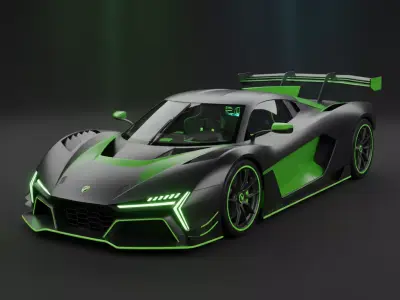 Hyper Aggressive Racing Supercar Low-poly 3D model