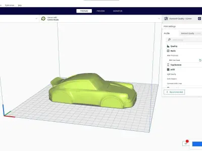 Porsche 911 simplified decorative model ver2 3D print model
