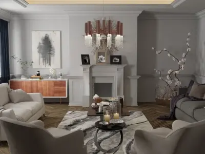 A wonderful living room made with 3ds max  3D model