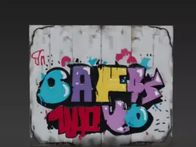 Urban Canvas  Graffiti Wall with Peeling Paint Low-poly 3D model