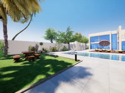 Villa Exterior Landscaping 3D model