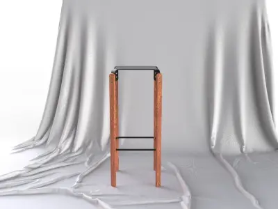 Scandinavian Design Four legged Bar Stool 3D model