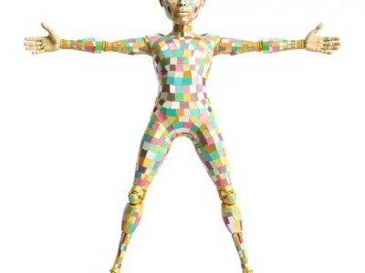 Colorful Robot Mosaic model pack Low-poly 3D model