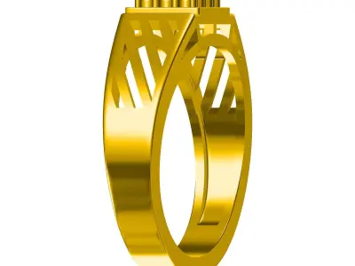 Solitaire Engagement Art Deco Ring 3D print model