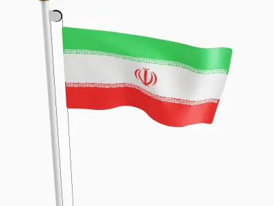 Flag of the Iran  Low-poly 3D model