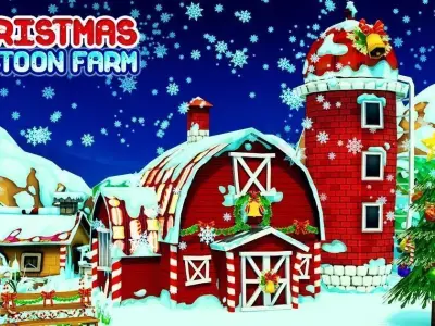 Cartoon Christmas Farm Low-poly 3D model