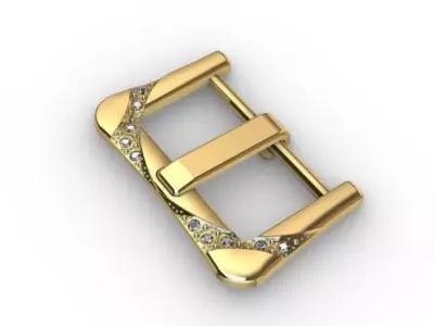 3D Luxury Belt Buckle  Gold Accessory with Gemstone Details 3D model