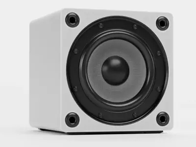 Subwoofer V3 - Universal White Audio System Low-poly 3D model