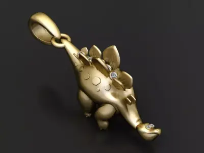 Gold dinosaur pendant 3D printable model   3D print model