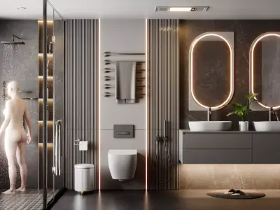 Modern Bathroom blender  Low-poly 3D model