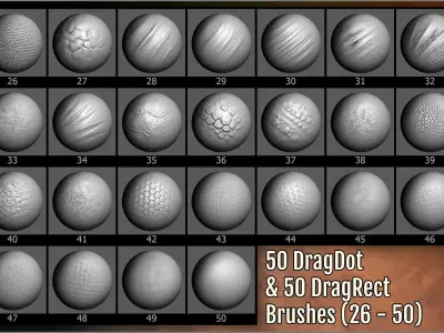 Scales Maker 250 ZBrush Brushes 50 Alphas 10 Surface Patterns 3D model